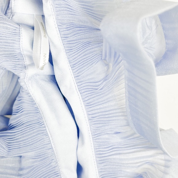 Zimmermann Lovestruck Cropped Ruffle Bodice Top Blouse in Periwinkle - Picture 11 of 16